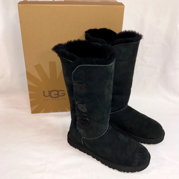 UGG Shoes - UGG Black Boots With Bailey Buttons Triplet Size 9